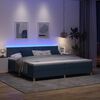 vidaXL Lit &agrave; ressort LED avec bandes LED Bleu 200 x 200 cm tissu