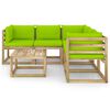 vidaXL Salon de jardin 6 pcs avec coussins vert brillant
