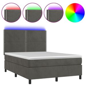 vidaXL Sommier &agrave; lattes de lit matelas et LED Gris fonc&eacute; 140x190 cm