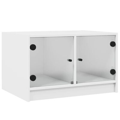 vidaXL Table basse avec portes en verre blanc 68x50x42 cm