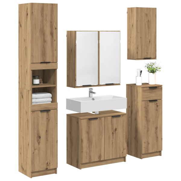 vidaXL Ensemble de mobilier de salle de bain 5 pcs Ch&ecirc;ne artisanal