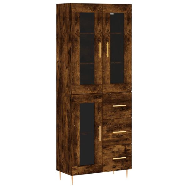 vidaXL Buffet haut Ch&ecirc;ne fum&eacute; 69,5x34x180 cm Bois d'ing&eacute;nierie
