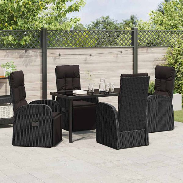vidaXL Ensemble de salle &agrave; manger pour jardin 5 pcs Noir polyrotin