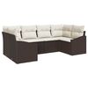 vidaXL Ensemble de canap&eacute; de jardin 6 pc Marron et Cr&egrave;me polyrotin