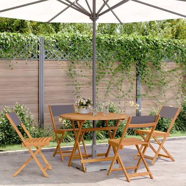 vidaXL Ensemble &agrave; manger de jardin 5 pcs anthracite tissu bois massif