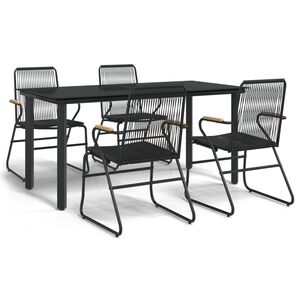 vidaXL Ensemble &agrave; manger de jardin 5 pcs Noir Rotin PVC