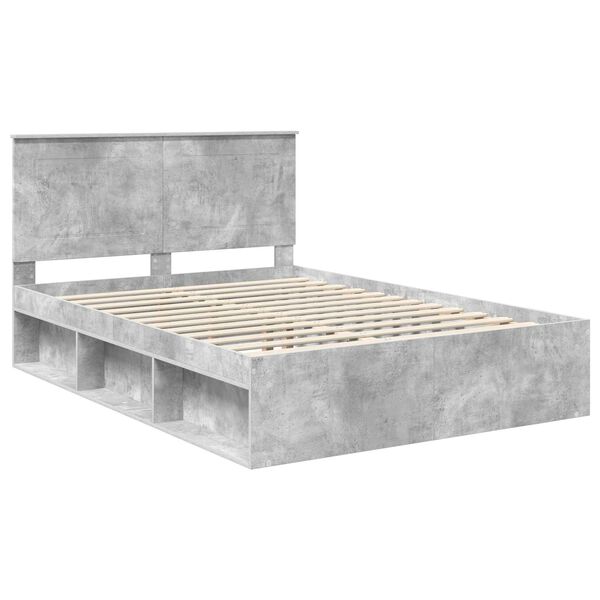 vidaXL Cadre de lit B&eacute;ton 140 x 190 cm Bois de pin massif