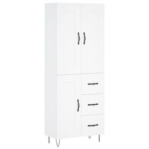vidaXL Buffet haut Blanc 69,5x34x180 cm Bois d'ing&eacute;nierie