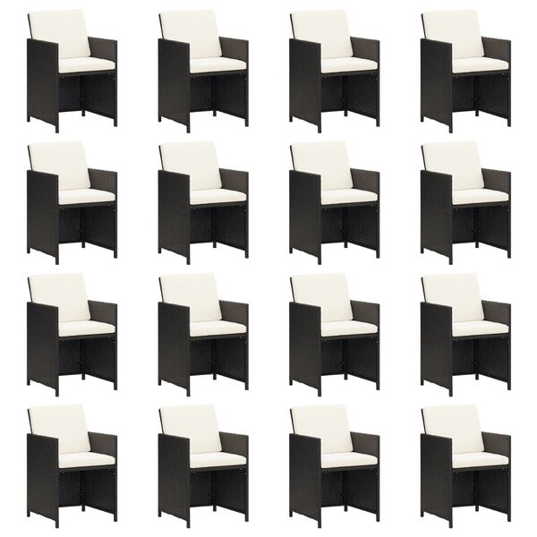 vidaXL Ensemble &agrave; manger de jardin 17 pcs coussins noir r&eacute;sine tress&eacute;e
