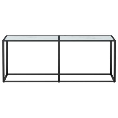 vidaXL Table console Marbre blanc 200x35x75,5 cm Verre trempé