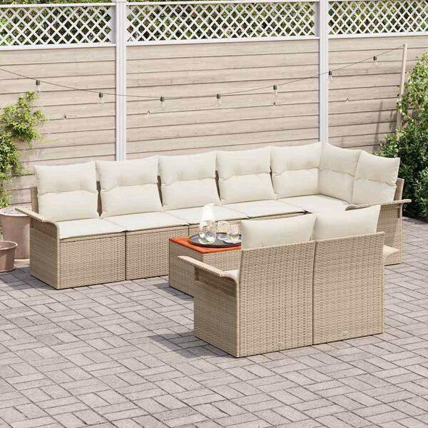 vidaXL Ensemble de canap&eacute; de jardin 9 pcs Beige et cr&egrave;me polyrotin