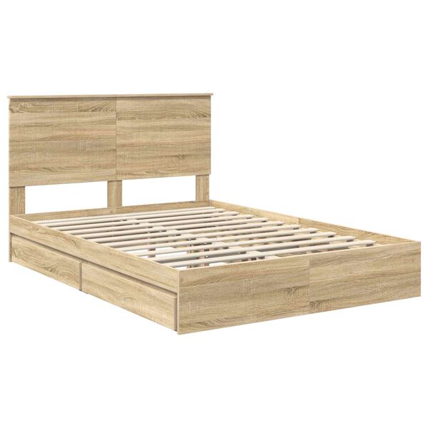 vidaXL Lit de Rangement Ch&ecirc;ne Sonoma 140 x 200 cm Bois d'ing&eacute;nierie