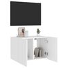 vidaXL Meuble TV mural avec lumi&egrave;res LED blanc 60x35x41 cm