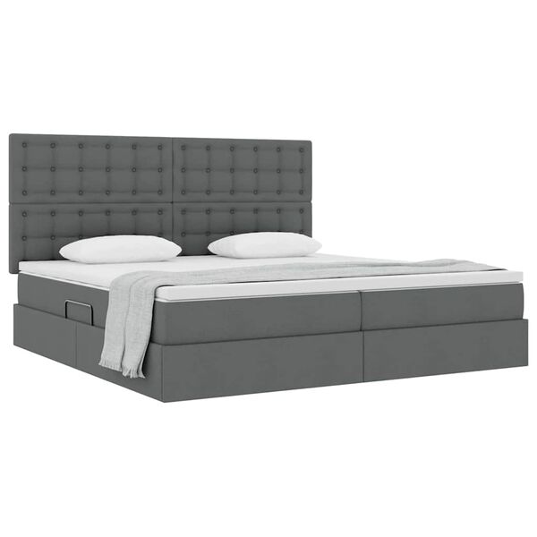 vidaXL Lit avec rangement et matelas Gris fonc&eacute; 200 x 200 cm Polyester