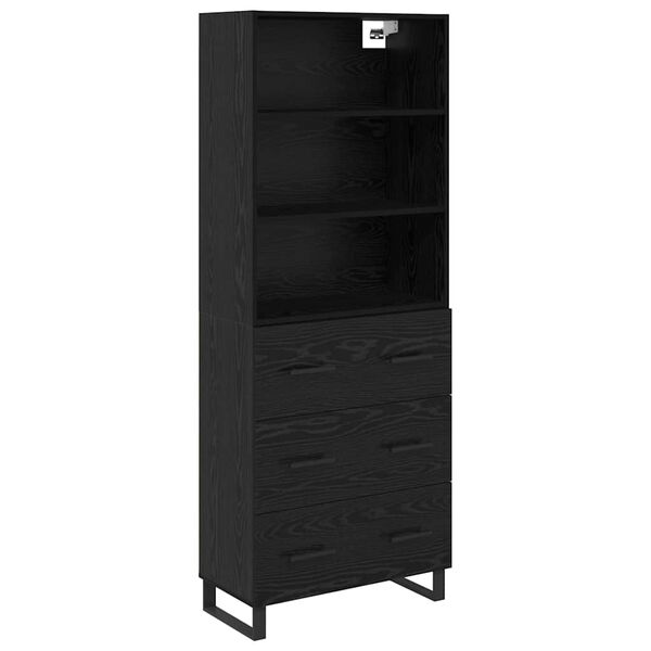 vidaXL Haut Armoire Ch&ecirc;ne noir 69,5 x 34 x 180 cm Bois d'ing&eacute;nierie