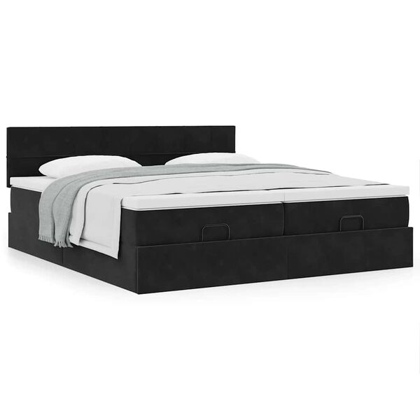 VidaXL Cadre de lit ottoman avec matelas noir 200x200cm velours