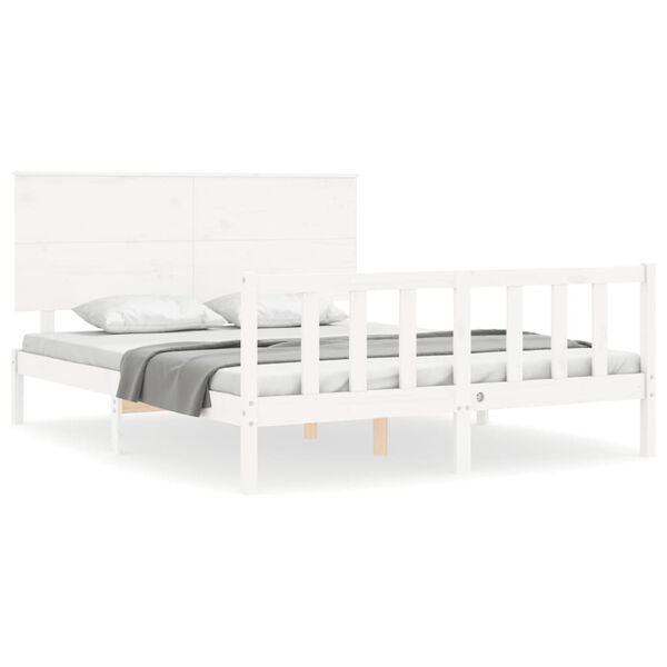 vidaXL Cadre de lit sans matelas blanc bois de pin massif
