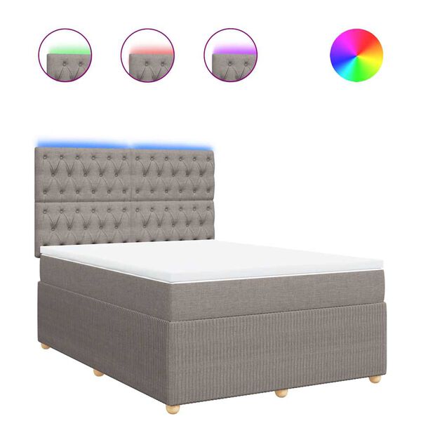 vidaXL Sommier &agrave; lattes de lit avec matelas Taupe 140x200 cm Tissu