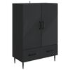 vidaXL Buffet avec tiroir Noir 66 x 34,5 x 95 cm Bois d'ing&eacute;nierie