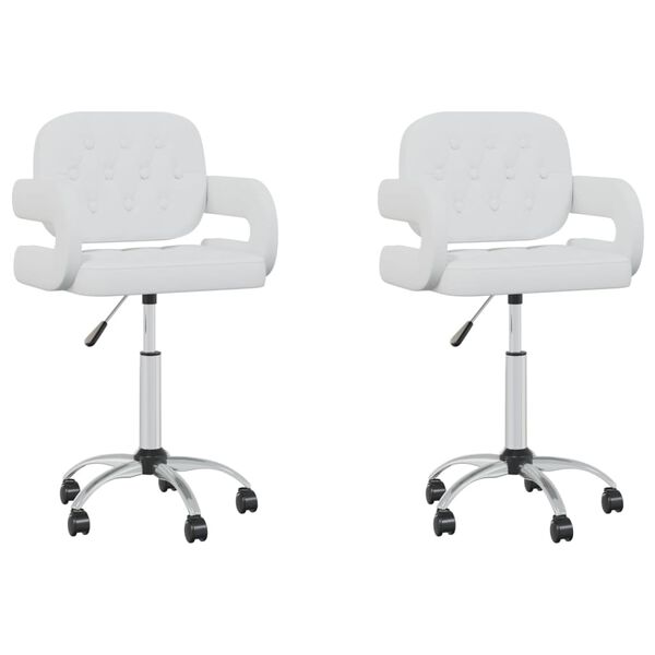 vidaXL Chaises pivotantes &agrave; manger lot de 2 blanc similicuir