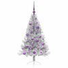 vidaXL Sapin de No&euml;l artificiel pr&eacute;-&eacute;clair&eacute; Argent 120 cm PET