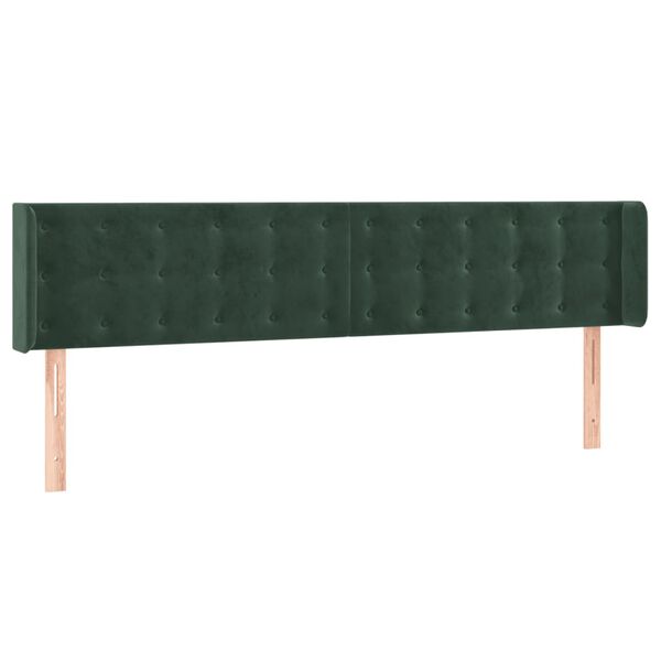 vidaXL T&ecirc;te de lit &agrave; LED Vert fonc&eacute; 183x16x78/88 cm Velours