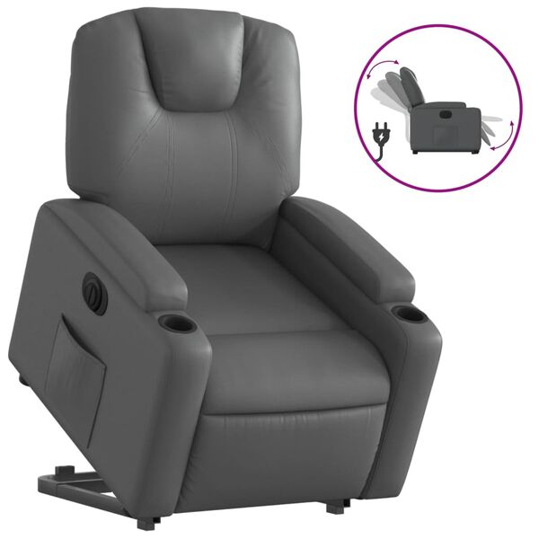 vidaXL Fauteuil inclinable &eacute;lectrique gris similicuir