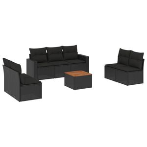 vidaXL Salon de jardin 8 pcs avec coussins noir r&eacute;sine tress&eacute;e