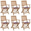 vidaXL Chaises pliables de jardin lot de 6 avec coussins Bois d'acacia