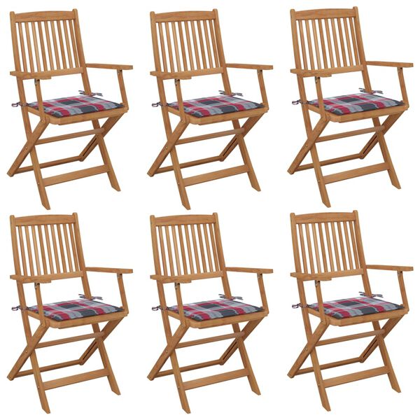 vidaXL Chaises pliables de jardin lot de 6 avec coussins Bois d'acacia