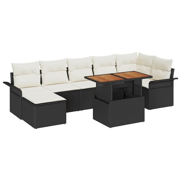 vidaXL Ensemble de canap&eacute; de jardin 8 pcs Noir Poly rotin
