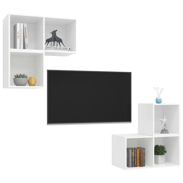 vidaXL Ensemble de meuble TV 4 pcs Blanc Bois d'ing&eacute;nierie