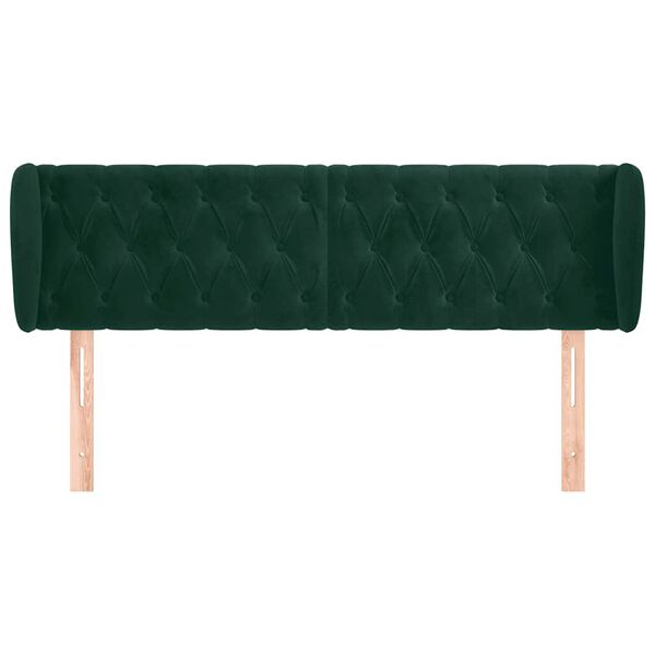 vidaXL T&ecirc;te de lit avec oreilles Vert fonc&eacute; 147x23x78/88 cm Velours