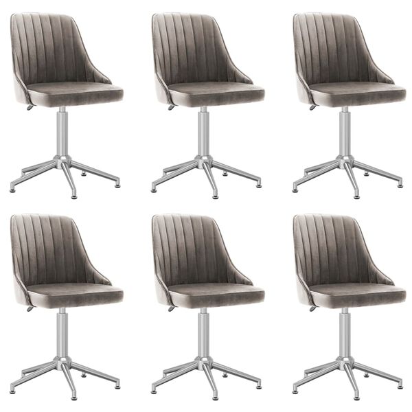vidaXL Chaises pivotantes &agrave; manger lot de 6 gris clair velours