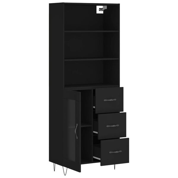 vidaXL Buffet haut Noir 69,5x34x180 cm Bois d'ing&eacute;nierie