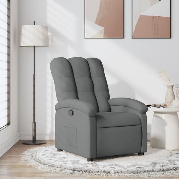 vidaXL Fauteuil inclinable en tissu gris foncé