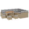 vidaXL Ensemble de canap&eacute; de jardin 13 pcs Beige polyrotin