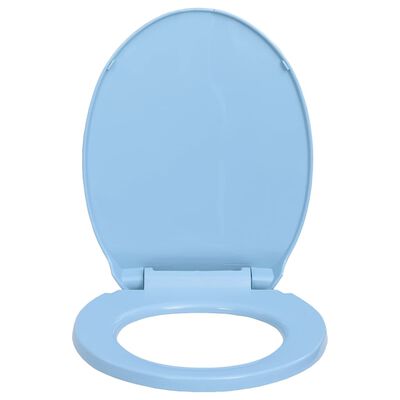 vidaXL Siège de toilette à fermeture en douceur Bleu Ovale