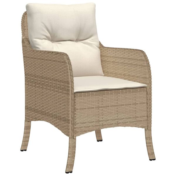 vidaXL Chaises de jardin avec coussins lot de 2 beige résine tressée