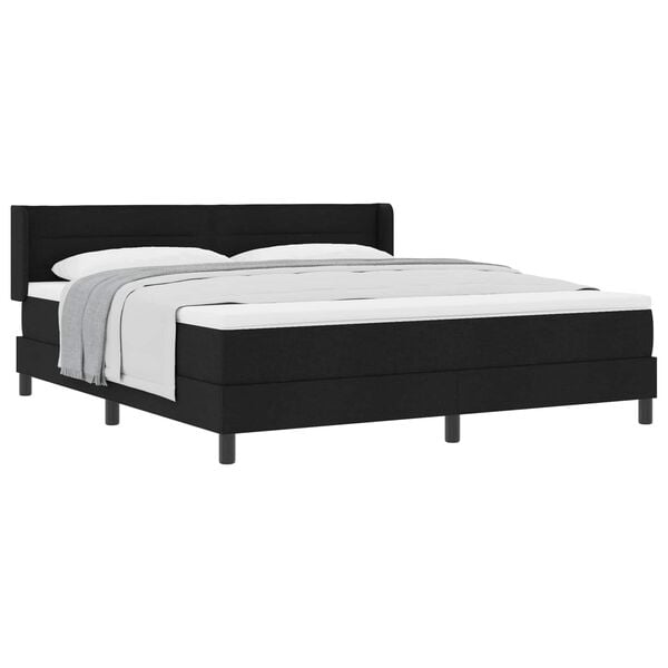 vidaXL Lit &agrave; ressorts avec matelas Noir 200 x 180 cm Polyester