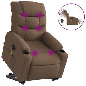vidaXL Fauteuil inclinable de massage &eacute;lectrique Marron Tissu