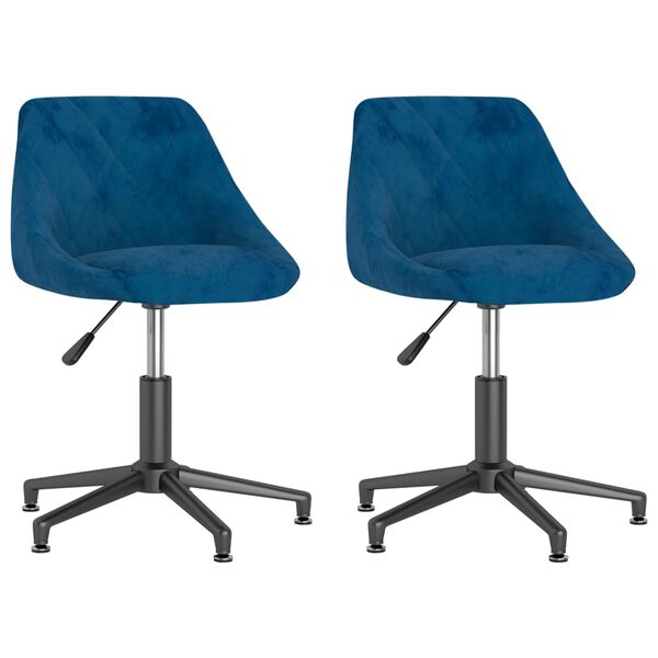 vidaXL Chaises pivotantes &agrave; manger lot de 2 bleu velours