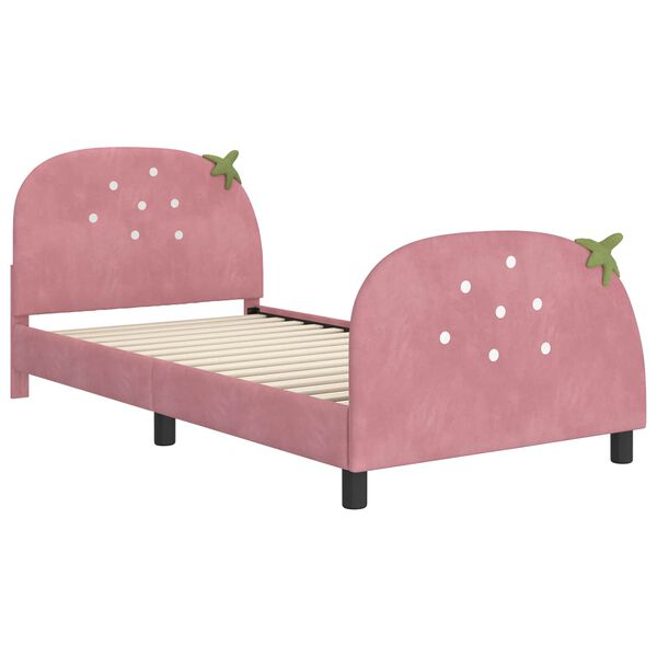 vidaXL Cadre de lit pour enfants avec tête de lit Rose 90 x 190 cm