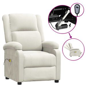 vidaXL Fauteuil &eacute;lectrique de massage Cr&egrave;me Velours