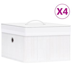 vidaXL Bo&icirc;tes de rangement en bambou 4 pcs Blanc