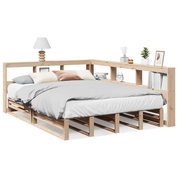 vidaXL Lit biblioth&egrave;que sans matelas 150x200 cm bois massif de pin