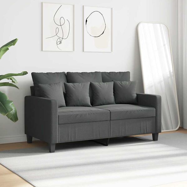vidaXL Canap&eacute; &agrave; 2 places Gris fonc&eacute; 120 cm Tissu