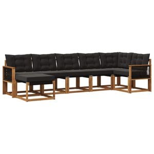 vidaXL Ensemble de canap&eacute;s d'ext&eacute;rieur 7 pc Naturel et noir