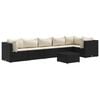 vidaXL Salon de jardin 7 pcs avec coussins Noir R&eacute;sine tress&eacute;e