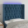 vidaXL T&ecirc;te de lit &agrave; LED Bleu fonc&eacute; 103x16x118/128 cm Velours